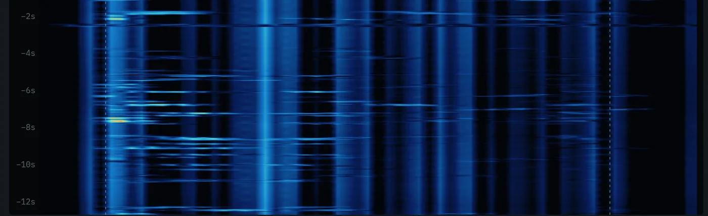 Waterfall of the raw radio audio: speech buried in broadband noise.